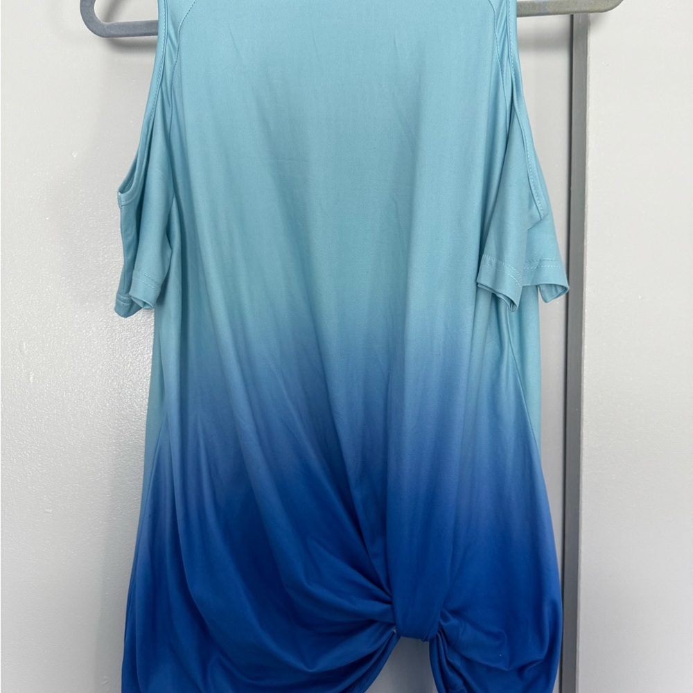 Blue Ombre Cold Shoulder Top
